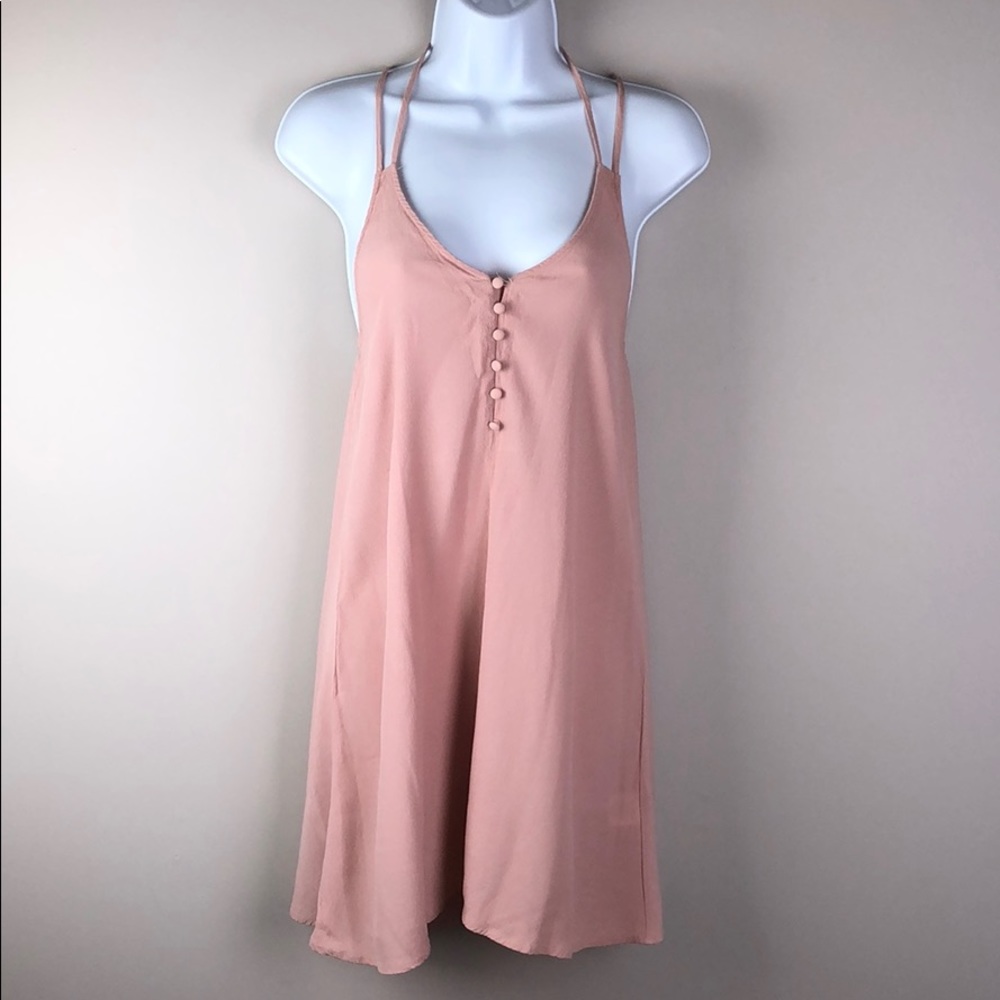 Kendall & Kylie XS Blush Short V-Neck Sheer Dress
